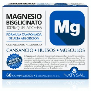 Magnesio Bisglicinato Quelado + B6 60 Compr. Natysal