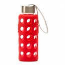 Botella Bbo De V&iacute;drio Borosilicato Con Funda Silicona Rojo 300 ml. Irisana