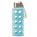 Botella Bbo De V&iacute;drio Borosilicato Con Funda Silicona Azul 300 ml. Irisana