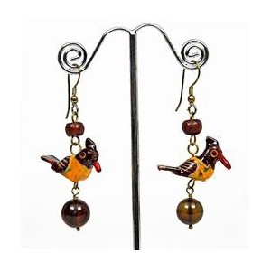 Pendientes Pajarito Madera