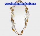 Collar Abalorios Cristal Nácar Ambar 132cm