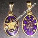 Colgante Oval Doble Cara San Miguel Morado (Peque&ntilde;o)