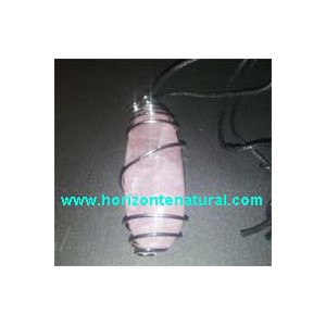 Colgante Cuarzo Rosa Cil&iacute;ndrico XL