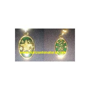 Colgante Oval Doble Cara San Miguel Verde (Peque&ntilde;o)