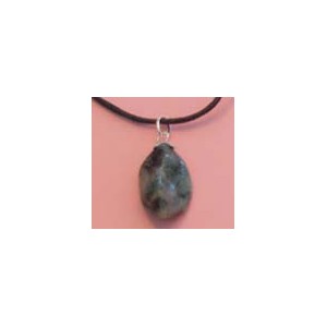 Colgante Esmeralda Engarzada Plata + Cord&oacute;n