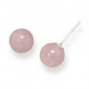 Pendientes Bola Cuarzo Rosa