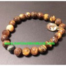 Pulsera Ojo De Tigre Con San Miguel Arc&aacute;ngel