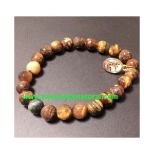 Pulsera Ojo De Tigre Con San Miguel Arc&aacute;ngel