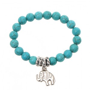 Pulsera Color Turquesa Con Elefante