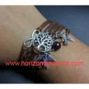 Pulsera &Aacute;rbol Vida + Nudo Infinito (Marr&oacute;n)