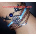 Pulsera &Aacute;rbol Vida + Nudo Infinito (Marr&oacute;n Y Celeste)