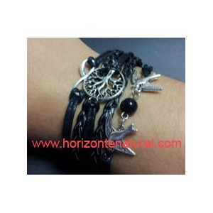 Pulsera &Aacute;rbol Vida + Nudo Infinito (Negra)