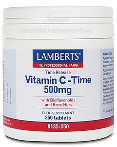 Vitamina C 500mg Liberaci&oacute;n Sostenida C/Bioflavonoides y Escaramujo 250Tabs