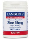Zinc 15 mg Como Citrato 180Tabs