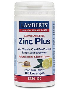 Zinc Plus (Sin Aspartamo) Con Vit C+Prop&oacute;leo+Riboflavina+Miel 100Tabs