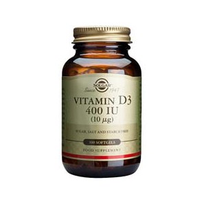 Vitamina D3 400 UI (10 &mu;g) 100C&aacute;ps. Solgar