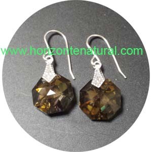 Pendientes Oct&oacute;gono Ahumado